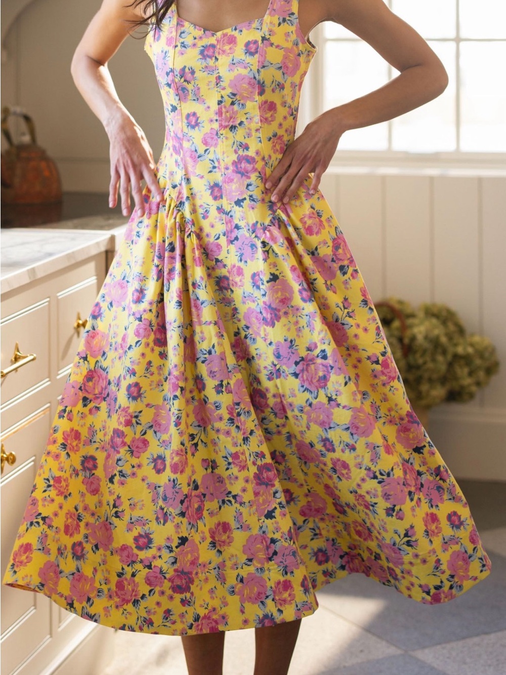 Ivy City Co Edith Yellow Floral Midi Skirt